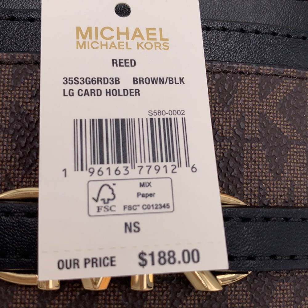 MICHAEL KORS Reed Large Card Holder Case Wallet Brown /Black MK NWT - Picture 9 of 9